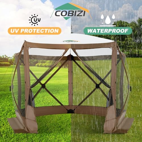 10x10 FT Pop up Gazebo, Popup Canopy Tent, Screened in Gazebos, Brown in 10x10 FT in Brown, alternate view 5
