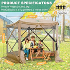 10x10 FT Pop up Gazebo, Popup Canopy Tent, Screened in Gazebos, Khaki in 10x10 FT in Khaki, alternate view 3