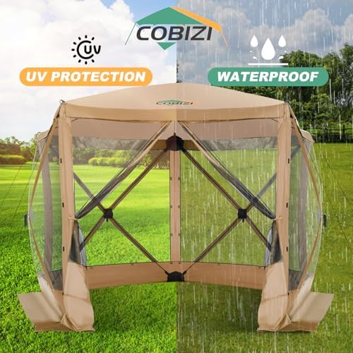 10x10 FT Pop up Gazebo, Popup Canopy Tent, Screened in Gazebos, Khaki in 10x10 FT in Khaki, alternate view 5