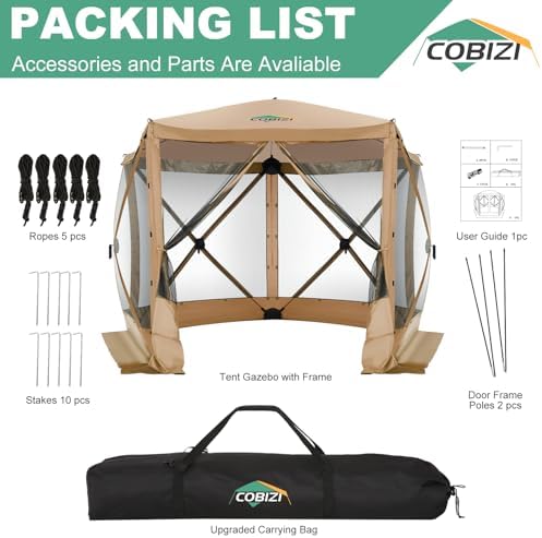 10x10 FT Pop up Gazebo, Popup Canopy Tent, Screened in Gazebos, Khaki in 10x10 FT in Khaki, alternate view 7