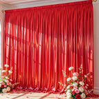 10x10 ft Red Glitter Backdrop Curtain for Parties, Wrinkle Free Glitter Photo Backdrop Drapes 2 Panels 5x10FT