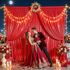10x10 ft Red Glitter Backdrop Curtain for Parties, Wrinkle Free Glitter Photo Backdrop Drapes 2 Panels 5x10FT, alternate view