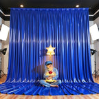 10x10 ft Royal Blue Glitter Backdrop Curtain for Parties, Wrinkle Free Glitter Photo Backdrop Drapes 2 Panels, alternate view