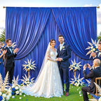 10x10 ft Royal Blue Glitter Backdrop Curtain for Parties, Wrinkle Free Glitter Photo Backdrop Drapes 2 Panels, alternate view