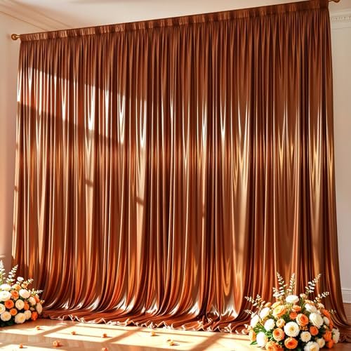 10x10 ft Terracotta Glitter Backdrop Curtain for Parties, Wrinkle Free Glitter Photo Backdrop Drapes 2 Panels