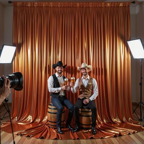 10x10 ft Terracotta Glitter Backdrop Curtain for Parties, Wrinkle Free Glitter Photo Backdrop Drapes 2 Panels, alternate view