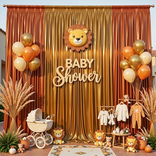 10x10 ft Terracotta Glitter Backdrop Curtain for Parties, Wrinkle Free Glitter Photo Backdrop Drapes 2 Panels, alternate view