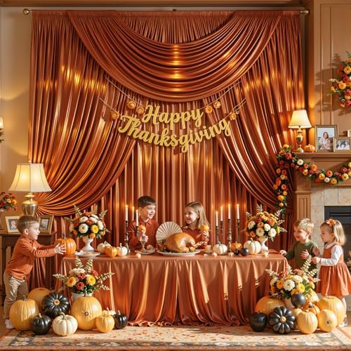 10x10 ft Terracotta Glitter Backdrop Curtain for Parties, Wrinkle Free Glitter Photo Backdrop Drapes 2 Panels, alternate view