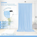 10x10 FT Wrinkle Free Baby Blue Backdrop Curtains for Wedding Parties, Soft Polyester Photo Backdrop Curtains, alternate view