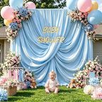 10x10 FT Wrinkle Free Baby Blue Backdrop Curtains for Wedding Parties, Soft Polyester Photo Backdrop Curtains, alternate view