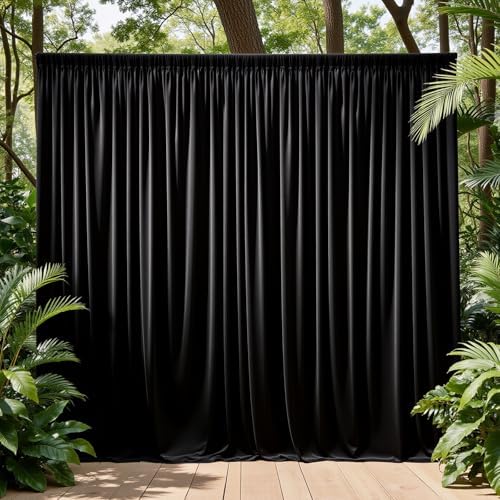 10x10 FT Wrinkle Free Black Backdrop Curtains for Wedding Parties, Soft Polyester Photo Backdrop Curtains with 4, alternate