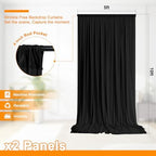 10x10 FT Wrinkle Free Black Backdrop Curtains for Wedding Parties, Soft Polyester Photo Backdrop Curtains with 4, alternate
