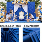 10x10 ft Wrinkle Free Royal Blue Backdrop Curtains for Parties, Silky Polyester Blue Photo Backdrop Drapes 2, alternate view