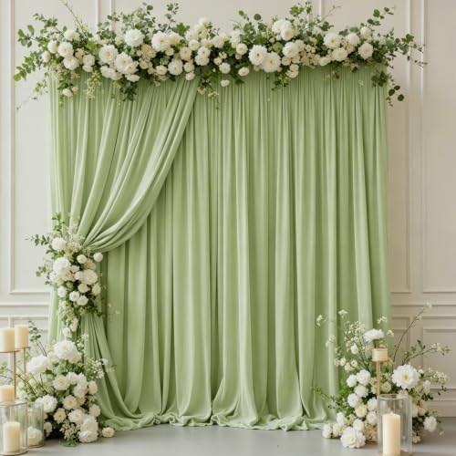 10x10 FT Wrinkle Free Sage Green Backdrop Curtains for Wedding Parties, Soft Polyester Photo Backdrop Curtains, alternate