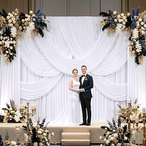 10x10 ft Wrinkle Free White Backdrop Curtains for Parties, Polyester Photo Backdrop Drapes 2 Panels 5x10ft for, alternate