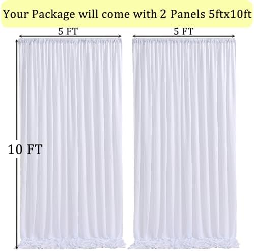 10x10 ft Wrinkle Free White Backdrop Curtains for Parties, Polyester Photo Backdrop Drapes 2 Panels 5x10ft for, alternate