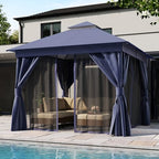 10x10 Gazebo Canopy with Netting, Curtains & Double Roof, alternate view 3