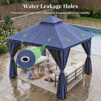 10x10 Gazebo Canopy with Netting, Curtains & Double Roof, alternate view 6