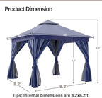 10x10 Gazebo Canopy with String Lights, Netting and Curtains, alternate view 2