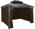 10x10 Gazebo Curtains, 4-Panels Gazebo Replacement Curtains with Zipper & Hooks, Outdoor Waterproof Sidewalls