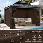 10x10 Gazebo Curtains, 4-Panels Gazebo Replacement Curtains with Zipper & Hooks, Outdoor Waterproof Sidewalls, alternate view