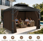 10x10 Gazebo Curtains, 4-Panels Gazebo Replacement Curtains with Zipper & Hooks, Outdoor Waterproof Sidewalls, alternate view