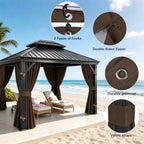 10x10 Gazebo Curtains, 4-Panels Gazebo Replacement Curtains with Zipper & Hooks, Outdoor Waterproof Sidewalls, alternate view