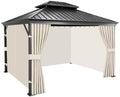 10x10 Gazebo Curtains, 4-Panels Gazebo Replacement Curtains with Zipper & Hooks, Outdoor Waterproof Sidewalls