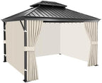10x10 Gazebo Curtains, 4-Panels Gazebo Replacement Curtains with Zipper & Hooks, Outdoor Waterproof Sidewalls