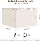 10x10 Gazebo Curtains, 4-Panels Gazebo Replacement Curtains with Zipper & Hooks, Outdoor Waterproof Sidewalls, alternate view