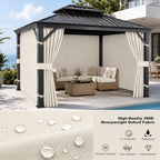 10x10 Gazebo Curtains, 4-Panels Gazebo Replacement Curtains with Zipper & Hooks, Outdoor Waterproof Sidewalls, alternate view