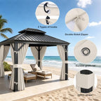 10x10 Gazebo Curtains, 4-Panels Gazebo Replacement Curtains with Zipper & Hooks, Outdoor Waterproof Sidewalls, alternate view