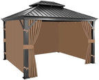 10x10 Gazebo Curtains, 4-Panels Gazebo Replacement Curtains with Zipper & Hooks, Outdoor Waterproof Sidewalls