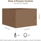 10x10 Gazebo Curtains, 4-Panels Gazebo Replacement Curtains with Zipper & Hooks, Outdoor Waterproof Sidewalls, alternate view