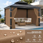 10x10 Gazebo Curtains, 4-Panels Gazebo Replacement Curtains with Zipper & Hooks, Outdoor Waterproof Sidewalls, alternate view