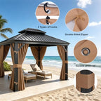 10x10 Gazebo Curtains, 4-Panels Gazebo Replacement Curtains with Zipper & Hooks, Outdoor Waterproof Sidewalls, alternate view