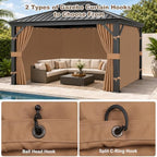 10x10 Gazebo Curtains, 4-Panels Gazebo Replacement Curtains with Zipper & Hooks, Outdoor Waterproof Sidewalls, alternate view