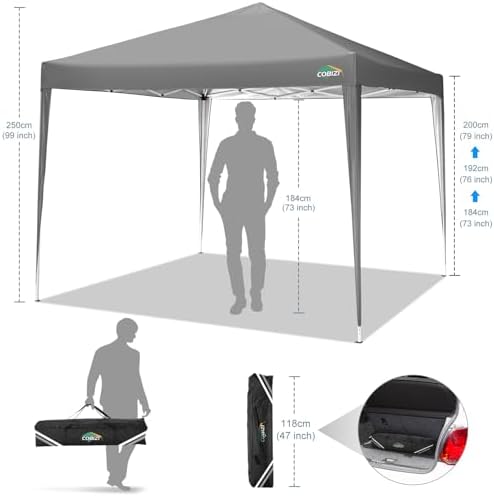 10x10 Gazebo Outdoor Shade Pop Up Gazebo Waterproof Adjustable Height Canopy Tent Instant Portable Shelter, alternate view 3