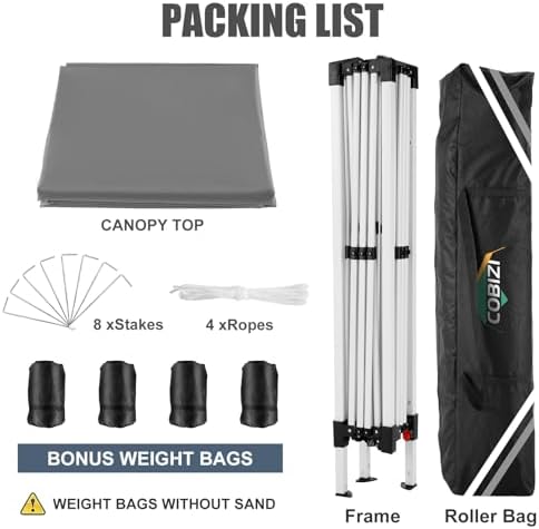 10x10 Gazebo Outdoor Shade Pop Up Gazebo Waterproof Adjustable Height Canopy Tent Instant Portable Shelter, alternate view 4