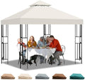 10x10 Gazebo Replacement Canopy, Double Tiered Canopy Cover Top with Ventilation, Heavy Duty 300D Polyester