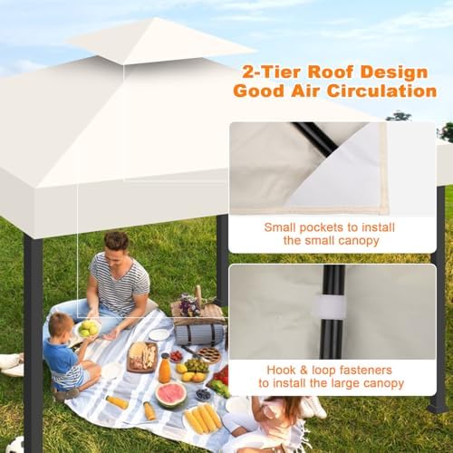 10x10 Gazebo Replacement Canopy, Double Tiered Canopy Cover Top with Ventilation, Heavy Duty 300D Polyester, alternate view 4