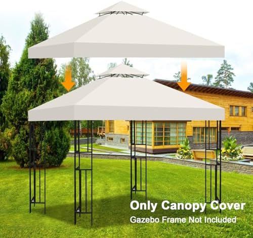 10x10 Gazebo Replacement Canopy, Double Tiered Canopy Cover Top with Ventilation, Heavy Duty 300D Polyester, alternate view 5