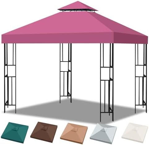 10x10 Gazebo Replacement Canopy, Double Tiered Canopy Cover Top with Ventilation, Heavy Duty 300D Polyester