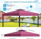 10x10 Gazebo Replacement Canopy, Double Tiered Canopy Cover Top with Ventilation, Heavy Duty 300D Polyester, alternate view 2