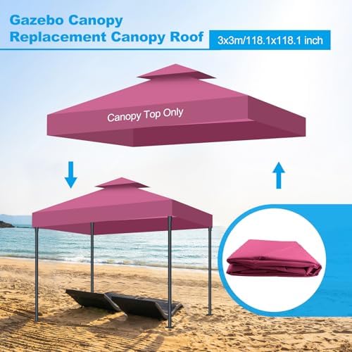 10x10 Gazebo Replacement Canopy, Double Tiered Canopy Cover Top with Ventilation, Heavy Duty 300D Polyester, alternate view 4