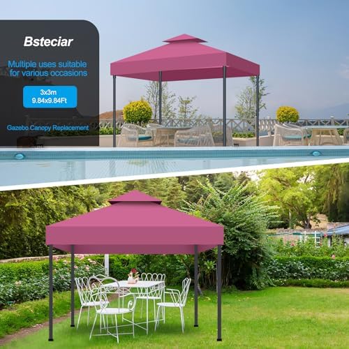 10x10 Gazebo Replacement Canopy, Double Tiered Canopy Cover Top with Ventilation, Heavy Duty 300D Polyester, alternate view 6