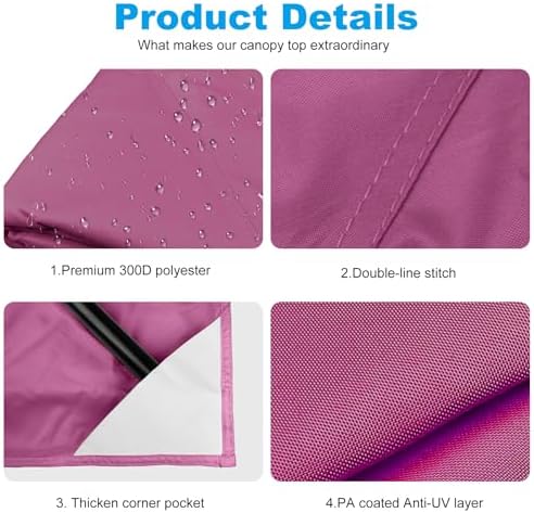 10x10 Gazebo Replacement Canopy, Double Tiered Canopy Cover Top with Ventilation, Heavy Duty 300D Polyester, alternate view 7