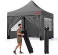 10x10 Heavy Duty Commercial Pop Up Canopy with Sidewalls, Grey in Grey
