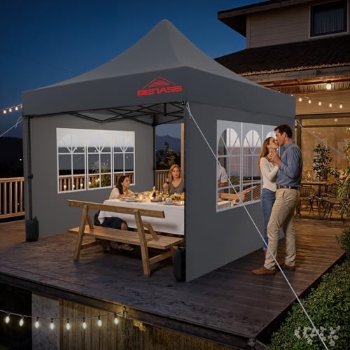 10x10 Heavy Duty Commercial Pop Up Canopy with Sidewalls, Grey in Grey, alternate view 2