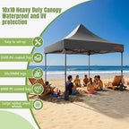 10x10 Heavy Duty Commercial Pop Up Canopy with Sidewalls, Grey in Grey, alternate view 4